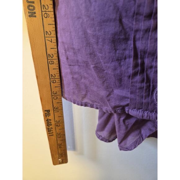 Free People Dusty Purple Lace Placket Button Front Tunic Blouse Lightweight Sz L - Picture 8 of 9